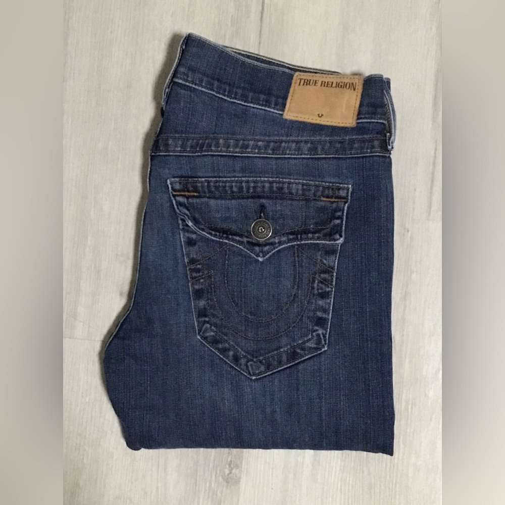 TRUE RELIGION “Ricky”Relaxed Straight Dark Wash Denim Men’s Jeans Size 34